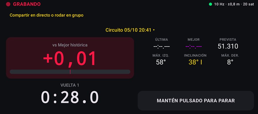 Pantalla de grabación con el móvil en horizontal